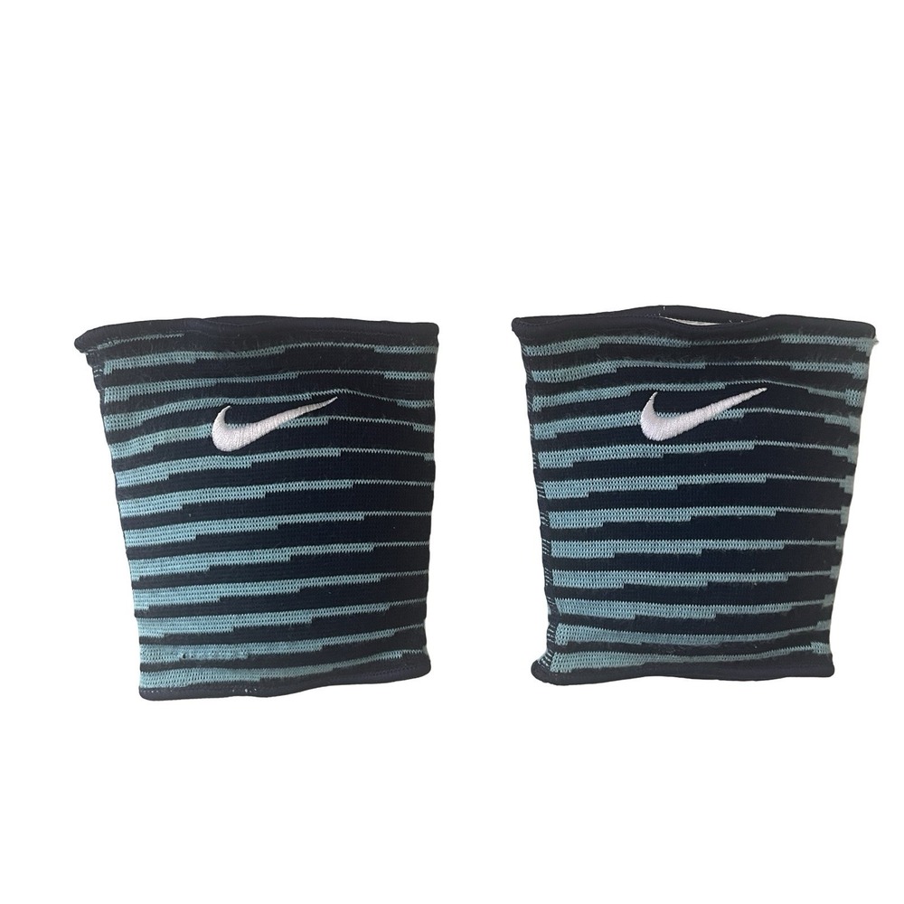 Nike Women's Size M/L Volleyball Knee Pads Blue Stripe Swoosh Stretchy Pair 2pc